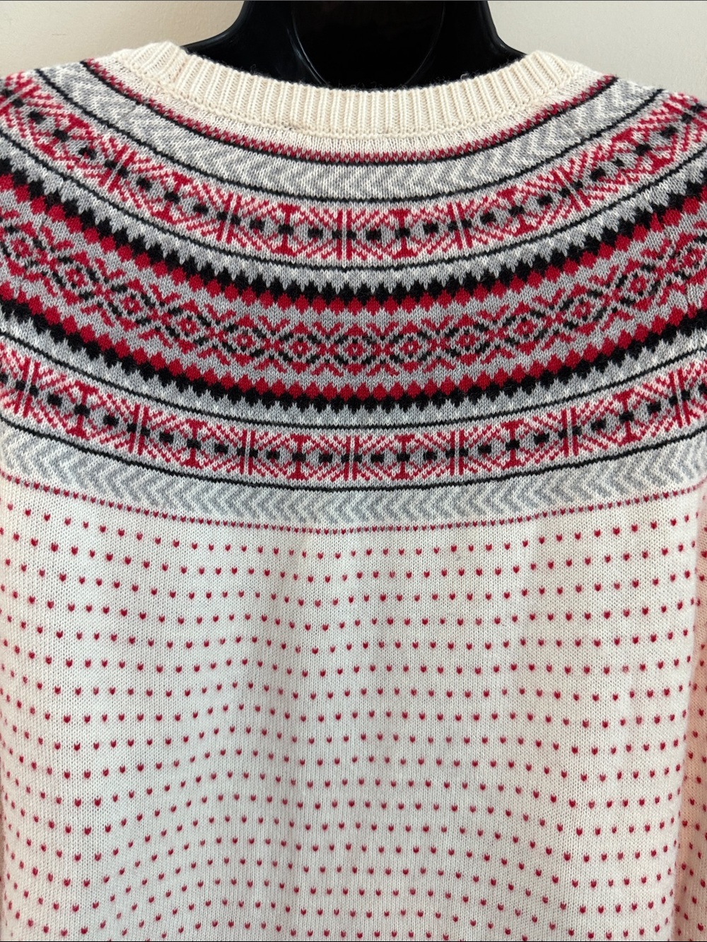 Talbots Cream and Pink Fair Isle Crewneck Sweater - Picture 10 of 14